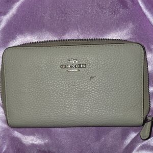 Coach Gray Pebble Leather Wallet